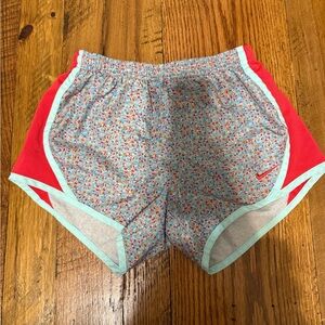 Nike Kids Floral Print Running Shorts - Red and Blue